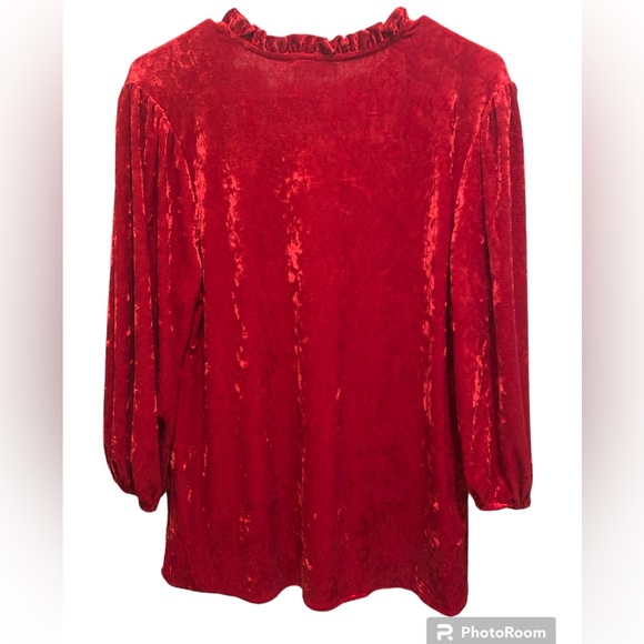 NWT Spin Red Velvet long sleeve blouse. Size L. - Picture 2 of 6